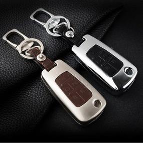 img 3 attached to 🔑 WFMJ Brown Zinc Alloy 5 Buttons Leather Flip Remote Key Cover Fob Chain for Chevrolet GMC Chevy: Ultimate Protection with Style