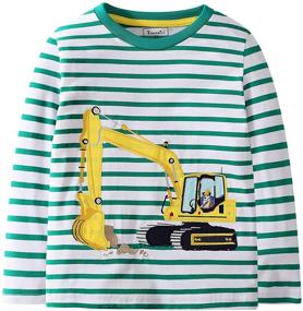 img 4 attached to Frogwill Toddler Excavator Cartoon Construction Boys' Tops, Tees & Shirts