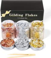 🎨 gilding flakes for resin - gold foil flakes & gold leaf with tweezer - nails, painting, arts and crafts, jewelry making, handcrafts decorations - 10g/bottle (3 bottle pack) logo