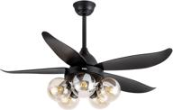 🌀 tcl 48 inch modern ceiling fan with lights and remote control - reversible motor, 6-speed, timer, 5 glass lampshades - ideal for led edison bulbs [bulb not included] логотип