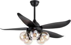 img 4 attached to 🌀 TCL 48 Inch Modern Ceiling Fan with Lights and Remote Control - Reversible Motor, 6-Speed, Timer, 5 Glass Lampshades - Ideal for LED Edison Bulbs [Bulb Not Included]