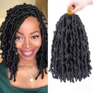 🦋 synthetic butterfly locs crochet hair: 84 strands/7 packs of distressed pre-looped short crochet braids for effortless style (12 inch, 1b) logo