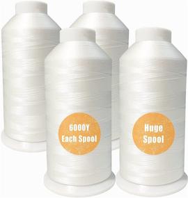 img 4 attached to 🧵 HimaPro 4 Pack Sewing Thread - Large Spools (6000 Yards Each) - 40Weight - High Tensile Polyester - All White