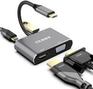 🔌 4-в-1 usb c хаб адаптер clday с 4k hdmi vga, usb 3.0 otg, портом зарядки pd - совместим с macbook pro, dell xps, samsung galaxy логотип