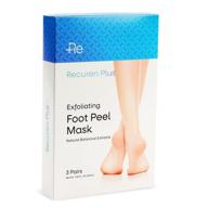 👣 recuren plus exfoliating foot peel mask - 3 pairs for baby soft feet, callus removal, dead & dry skin, rough heel repair - no salicylic acid, non-irritating logo