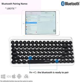 img 1 attached to 🎹 UBOTIE Wireless Mini Portable Retro Typewriter-Style Keyboard - Bluetooth Colorful Computer Keyboard with Flexible 84 Keys Design (Black-White)