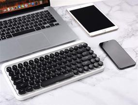 img 3 attached to 🎹 UBOTIE Wireless Mini Portable Retro Typewriter-Style Keyboard - Bluetooth Colorful Computer Keyboard with Flexible 84 Keys Design (Black-White)