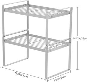 img 3 attached to 📦 NEX Stackable & Expandable Kitchen Shelf Organizer Set of 2 for Cabinet, Counter, Cupboard, and Pantry