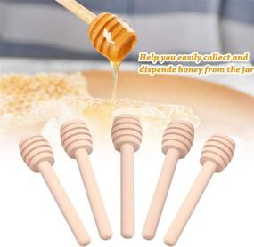 img 1 attached to Premium 50-Pack 3 Inch Mini Wooden Honey Dipper Sticks - Individually Wrapped - Perfect for Wedding Shower Party Favors, Honey Jars, Spoons, or Wands