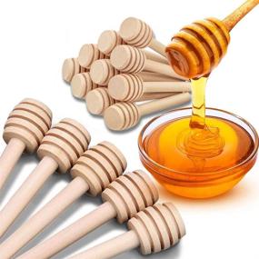 img 4 attached to Premium 50-Pack 3 Inch Mini Wooden Honey Dipper Sticks - Individually Wrapped - Perfect for Wedding Shower Party Favors, Honey Jars, Spoons, or Wands