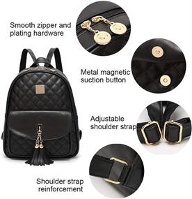 img 1 attached to 🎒 Stylish PU Leather 3-piece Women's Backpack Set – Simple Design Beige Travel Bookbag