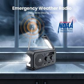 img 3 attached to 🔋 TENROOP Weather Radio 5000mAh: Solar Hand Crank Emergency Radio for Hurricane, AM/FM/NOAA Weather Alert, Flashlight, Cell Phone Charger - Black
