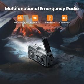 img 2 attached to 🔋 TENROOP Weather Radio 5000mAh: Solar Hand Crank Emergency Radio for Hurricane, AM/FM/NOAA Weather Alert, Flashlight, Cell Phone Charger - Black