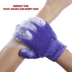 img 2 attached to 🧤 EXCLAIM BEAUTY Exfoliating Gloves: Dual Texture Body Scrubber Gloves for Shower, Spa, Massage - Adjustable Straps, Dead Skin Remover