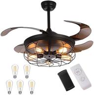 ledmo vintage industrial ceiling fans with lights - 5 led bulbs, 4 mode timing, remote controller - 42 inch, including 2 down rods - ideal for kitchen, bedroom, living/dining room логотип