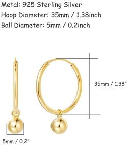 img 2 attached to 👂 FANCIME White/Yellow Gold Plated Sterling Silver Pearl Hoop Earrings - Dangle Drop & Endless, Fine Jewelry for Women & Girls