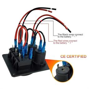 img 2 attached to 🚀 IZTOSS 3 Gang Rocker Switch Panel with Power Socket & Dual USB, DC12V/24V, Marine Boat Car RV Vehicles Truck, Red LED