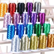 🧵 threadnanny metallic embroidery thread set - 20 color polyester sewing thread assortment kit - compatible with top sewing machines logo