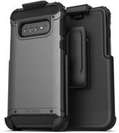 📱 encased galaxy s10 belt clip holster case (2019 scorpio armor) - premium protection & convenient holder for samsung galaxy s10 - gunmetal grey logo