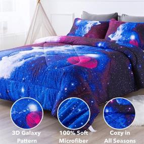 img 2 attached to 🌌 Paxrac 3D Galaxy Queen Comforter Set - All Season Bedding with 1 Galaxy Blue Comforter and 2 Pillowcases - Microfiber, Universal Outer Space Design