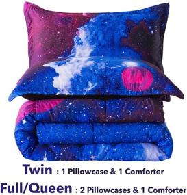 img 3 attached to 🌌 Paxrac 3D Galaxy Queen Comforter Set - All Season Bedding with 1 Galaxy Blue Comforter and 2 Pillowcases - Microfiber, Universal Outer Space Design