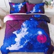 🌌 paxrac 3d galaxy queen comforter set - all season bedding with 1 galaxy blue comforter and 2 pillowcases - microfiber, universal outer space design logo