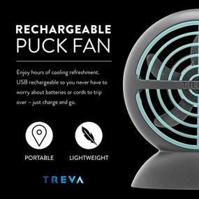 img 3 attached to 🌬️ Treva Rechargeable Small Fan – 3.5" Blade, USB Charging Port – 3 Speeds, Circular Cooling Design – Portable Handheld/Personal Desktop Size – Travel Ready (Mint, 1)