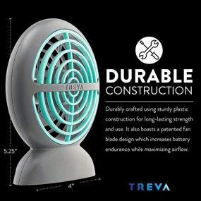 img 2 attached to 🌬️ Treva Rechargeable Small Fan – 3.5" Blade, USB Charging Port – 3 Speeds, Circular Cooling Design – Portable Handheld/Personal Desktop Size – Travel Ready (Mint, 1)