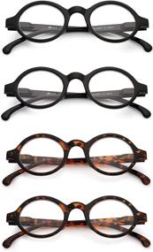 img 2 attached to 👓 JM Set of 4 Round Reading Glasses: Stylish Spring Hinge Readers for Men and Women