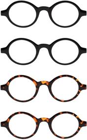 img 3 attached to 👓 JM Set of 4 Round Reading Glasses: Stylish Spring Hinge Readers for Men and Women