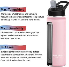 img 1 attached to 🥤 JUPITERANT Insulated Water Bottles, Modern Hydro Flask Mug for Sports - Cold & Hot 24/32OZ, Stainless Steel Double Wall, 2 Caps (Straw Lid & Chug Lid)