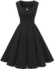 img 4 attached to 👗 Dressystar Vintage Cocktail Rockabilly BlackWhiteDotA Women's Clothing: Embrace Retro Chic with Elegant Flair