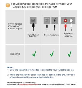 img 3 attached to 🔊 SIMOLIO SM-621D Беспроводные ТВ-колонки с устройством для слушающих имеющих проблемы со слухом, пожилые и пожилые люди - дальность 100 футов, подсветка голоса, бонусные наушники и 2 адаптера