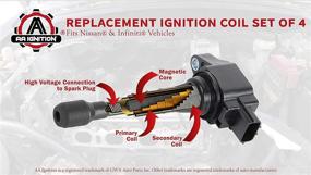 img 1 attached to 🔥 Катушка зажигания комплект из 4 штук - Совместимо с автомобилями Nissan и Infiniti 2007-2017 гг. Altima 2.5L, Sentra, Rogue, Cube, Versa, QX60, FX50, M56 - Заменяет 22448JA00C, 22448ED000, 22448JA00A, UF549