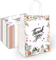 versatile and elegant: 60-pack floral thank you gift bags, perfect for business boutiques, weddings, and parties logo