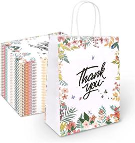 img 4 attached to Versatile and Elegant: 60-Pack Floral Thank You Gift Bags, Perfect for Business Boutiques, Weddings, and Parties