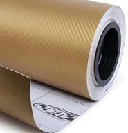 🎇 diyah 3d golden carbon fiber film: twill weave vinyl sheet roll wrap decals - 12" x 60" (1ft x 5ft) logo