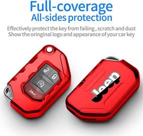 img 2 attached to Tukellen For Jeep Key Fob Cover Premium Soft Full Protection Key Shell Key Case Compatible With Jeep 2020 2021 Gladiator JT Sahara JLU 2018-2021 Jeep Wrangler JL JLU Rubicon(Red)