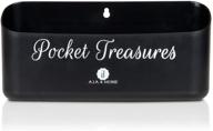 a.j.a. & more pocket treasures bin coin holder: laundry room organization, sturdy magnetic quarter holder wall mount in matte black logo