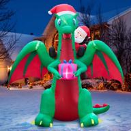 🎅 holidayana 9 ft christmas inflatable santa dragon yard decoration - 9 ft tall lawn decor, internal light, built-in fan, stake and rope included logo