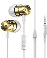 🎧 niuta noise isolating headphones earphones earbuds, high definition stereo for samsung, iphone, ipad, ipod, 3.5mm devices - gold logo