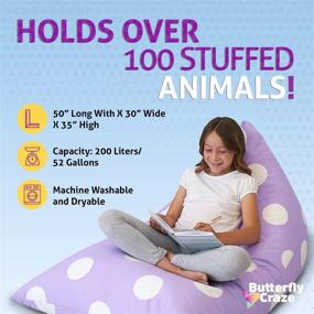 img 1 attached to 🦋 Purple Polka Dots Butterfly Craze Bean Bag Chair Cover: Transform Toys into a Comfy Floor Lounger for Kid's Bedroom