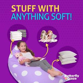 img 3 attached to 🦋 Purple Polka Dots Butterfly Craze Bean Bag Chair Cover: Transform Toys into a Comfy Floor Lounger for Kid's Bedroom