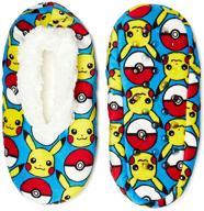 🐭 adorable pokémon pikachu fuzzy slippers for boys – medium size shoe option logo