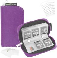 📸 eco-fused memory card case - holds up to 22x sd, sdhc, micro sd, mini sd and 4x cf - organizer with 22 slots (8 pages) - ideal for storage and travel (purple) logo
