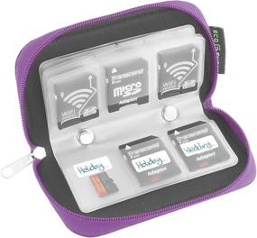 img 3 attached to 📸 ECO-FUSED Memory Card Case - Holds up to 22x SD, SDHC, Micro SD, Mini SD and 4X CF - Organizer with 22 Slots (8 Pages) - Ideal for Storage and Travel (Purple)
