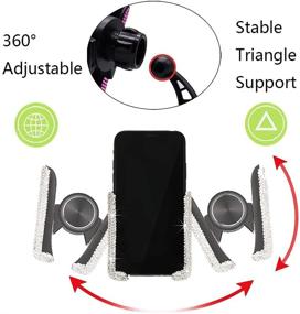 img 1 attached to 📱 Bling Car Phone Mount for Women and Girls - Mini Car Dash Air Vent Automatic Phone Holder, Universal 360° Adjustable Stand with Stable Triangle Support, Crystal White Auto Car Phone Holder Accessories