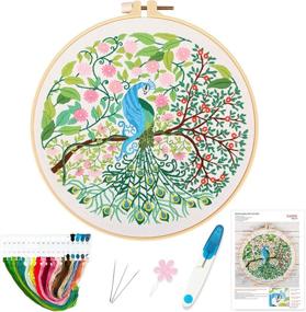 img 4 attached to 🦚 Peacock Embroidery Starter Kit for Beginners - Includes Pattern, Instructions, and Full Range of Stamped Embroidery Kits - Ideal Cross Stitch Set