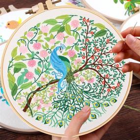 img 3 attached to 🦚 Peacock Embroidery Starter Kit for Beginners - Includes Pattern, Instructions, and Full Range of Stamped Embroidery Kits - Ideal Cross Stitch Set