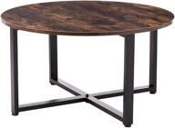 azl1 life concept round coffee table: industrial style cocktail table with durable metal frame, easy assembly for living room décor - rustic brown design логотип